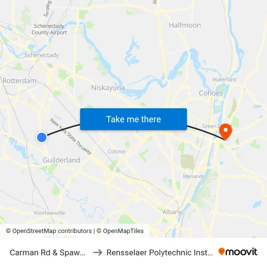 Carman Rd & Spawn Rd to Rensselaer Polytechnic Institute map