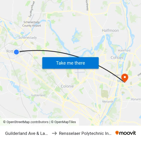 Guilderland Ave & Laura St to Rensselaer Polytechnic Institute map