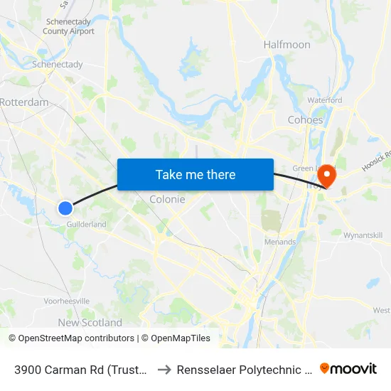 3900 Carman Rd (Trustco Bank) to Rensselaer Polytechnic Institute map