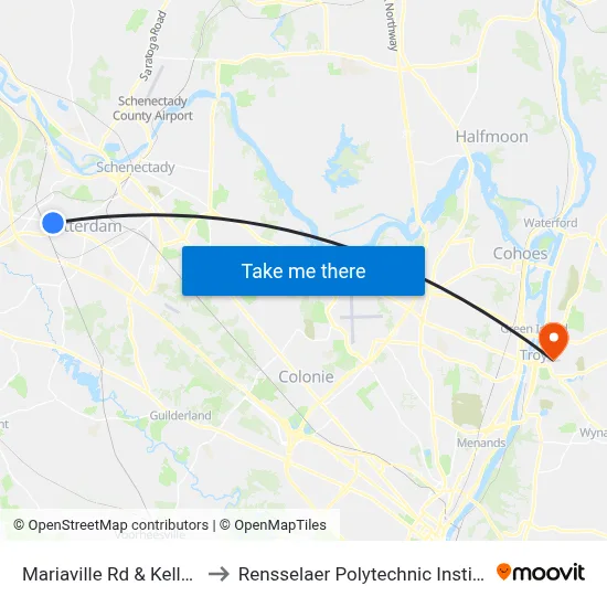 Mariaville Rd & Kelly St to Rensselaer Polytechnic Institute map
