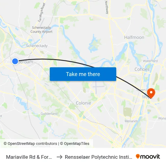 Mariaville Rd & Ford St to Rensselaer Polytechnic Institute map