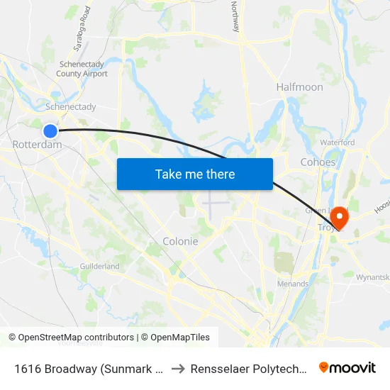 1616 Broadway (Sunmark Credit Union) to Rensselaer Polytechnic Institute map