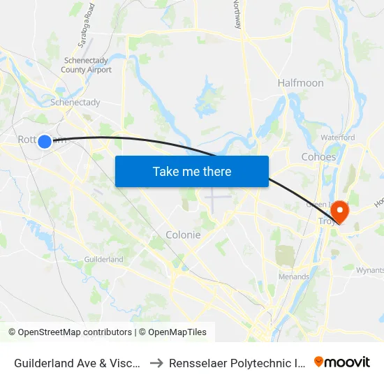 Guilderland Ave & Vischer Ave to Rensselaer Polytechnic Institute map