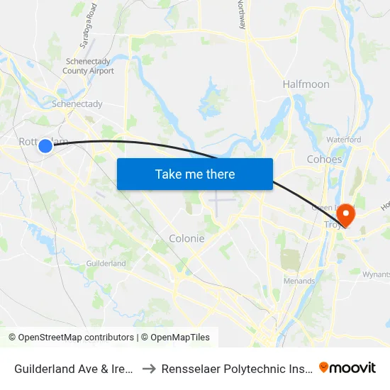 Guilderland Ave & Irene St to Rensselaer Polytechnic Institute map