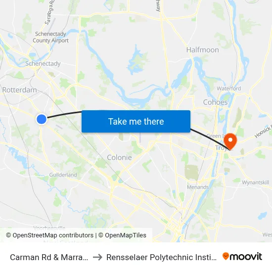 Carman Rd & Marra Ln to Rensselaer Polytechnic Institute map