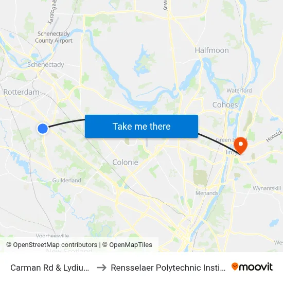 Carman Rd & Lydius St to Rensselaer Polytechnic Institute map