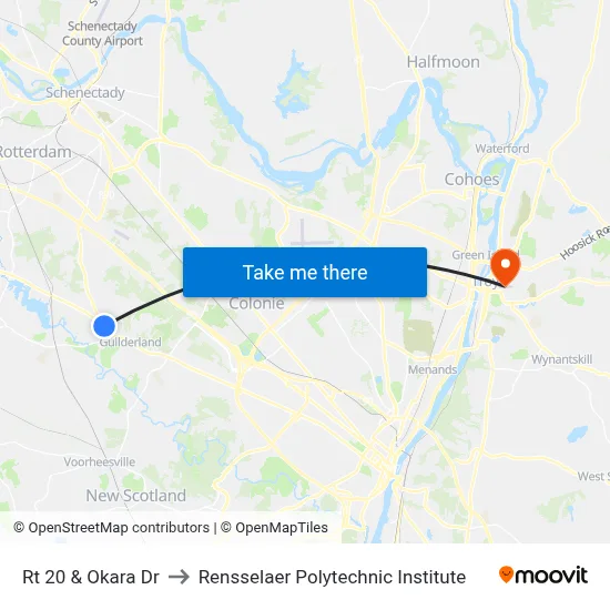 Rt 20 & Okara Dr to Rensselaer Polytechnic Institute map