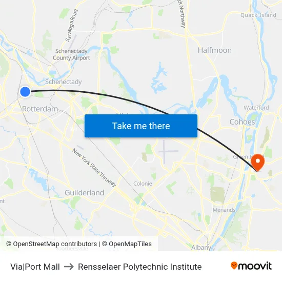 Via|Port Mall to Rensselaer Polytechnic Institute map