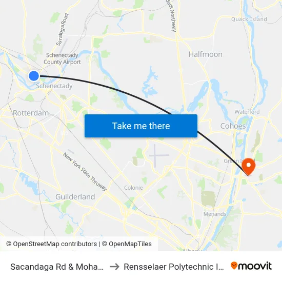 Sacandaga Rd & Mohawk Ave to Rensselaer Polytechnic Institute map