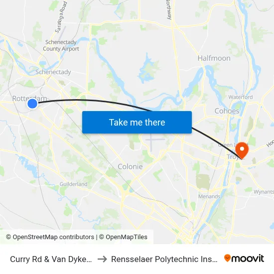 Curry Rd & Van Dyke Ave to Rensselaer Polytechnic Institute map