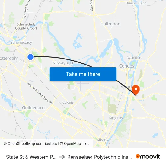 State St & Western Pkwy to Rensselaer Polytechnic Institute map