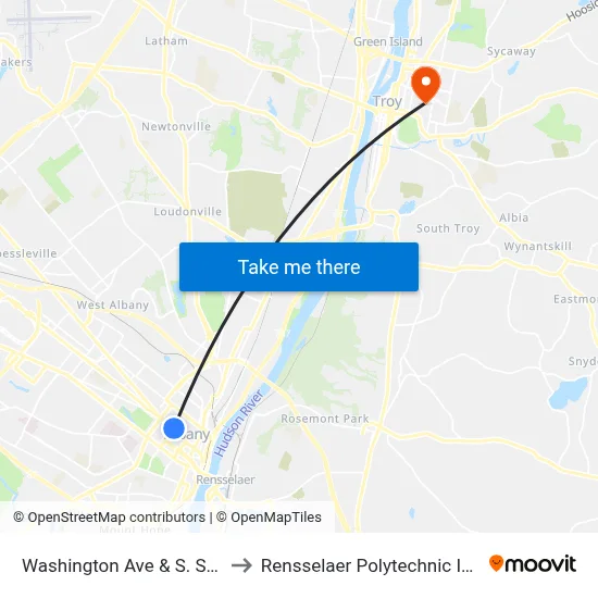 Washington Ave & S. Swan St to Rensselaer Polytechnic Institute map