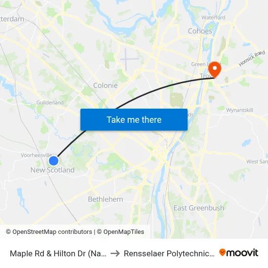 Maple Rd & Hilton Dr (Nature Bus) to Rensselaer Polytechnic Institute map