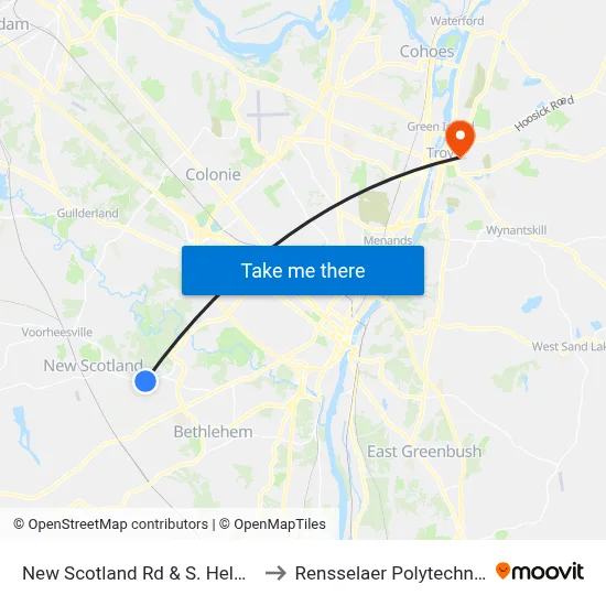 New Scotland Rd & S. Helderberg Pkwy to Rensselaer Polytechnic Institute map