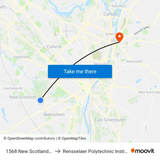 1568 New Scotland Rd to Rensselaer Polytechnic Institute map