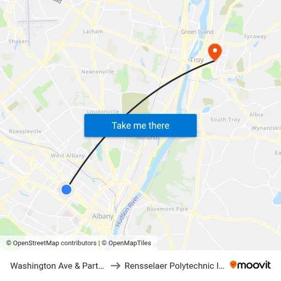 Washington Ave & Partridge St to Rensselaer Polytechnic Institute map