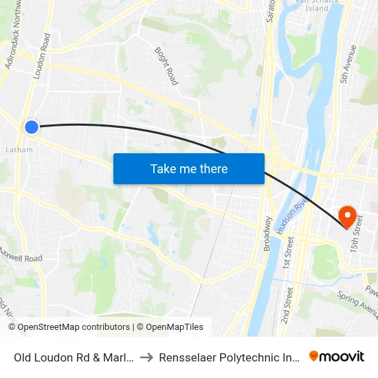 Old Loudon Rd & Marlyn Dr to Rensselaer Polytechnic Institute map