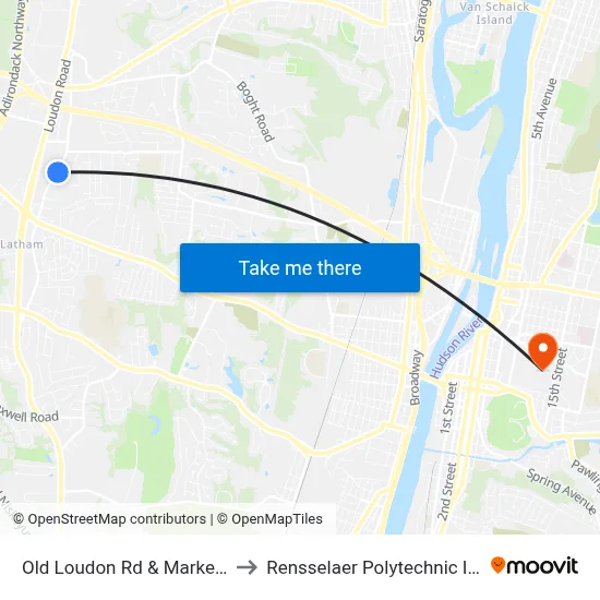 Old Loudon Rd & Market Bistro to Rensselaer Polytechnic Institute map