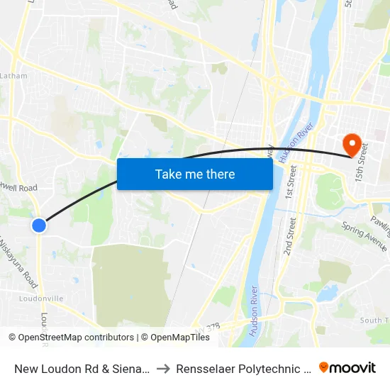 New Loudon Rd & Siena College to Rensselaer Polytechnic Institute map