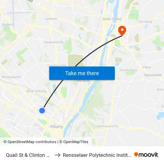 Quail St & Clinton Ave to Rensselaer Polytechnic Institute map