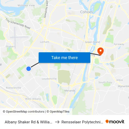 Albany Shaker Rd & Williams Park Rd to Rensselaer Polytechnic Institute map