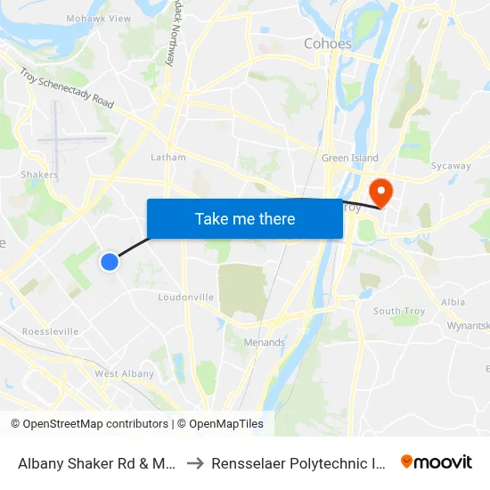 Albany Shaker Rd & Maria Dr to Rensselaer Polytechnic Institute map