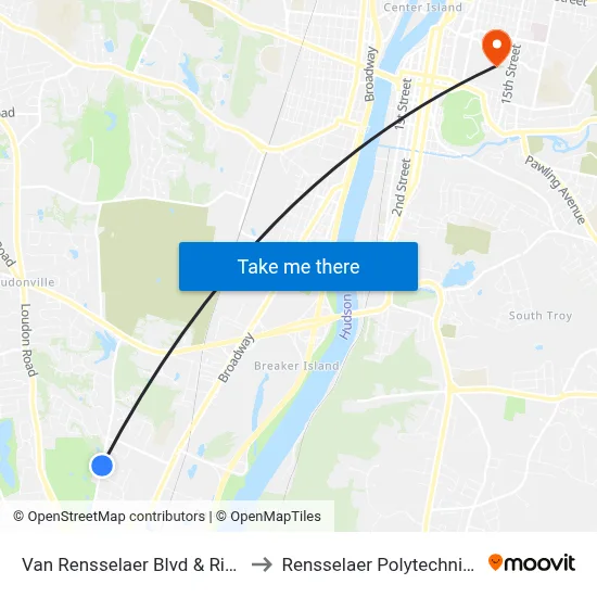 Van Rensselaer Blvd & River Hill Ave to Rensselaer Polytechnic Institute map