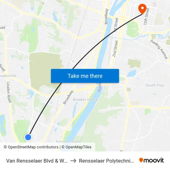 Van Rensselaer Blvd & Wolfert Ave to Rensselaer Polytechnic Institute map