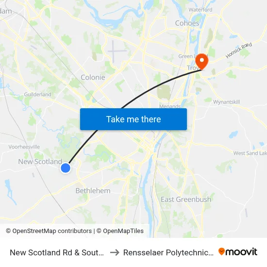 New Scotland Rd & Southwood Dr to Rensselaer Polytechnic Institute map