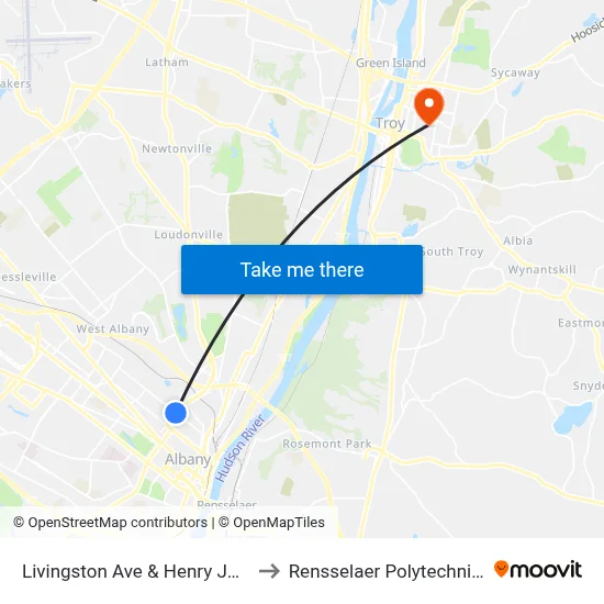 Livingston Ave & Henry Johnson Blvd to Rensselaer Polytechnic Institute map