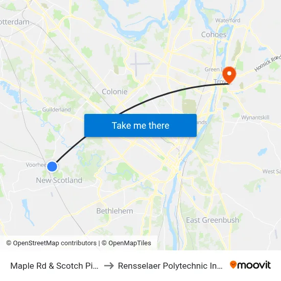 Maple Rd & Scotch Pine Dr to Rensselaer Polytechnic Institute map