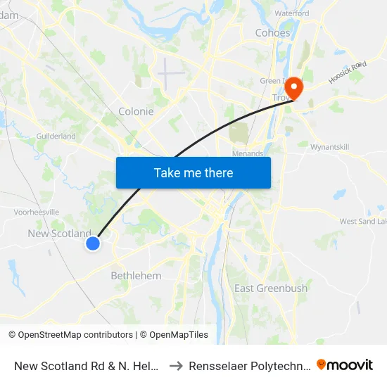 New Scotland Rd & N. Helderberg Pkwy to Rensselaer Polytechnic Institute map