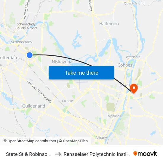State St & Robinson St to Rensselaer Polytechnic Institute map