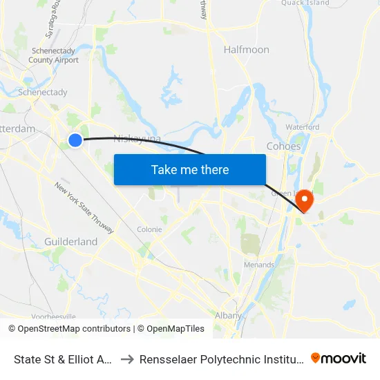 State St & Elliot Ave to Rensselaer Polytechnic Institute map
