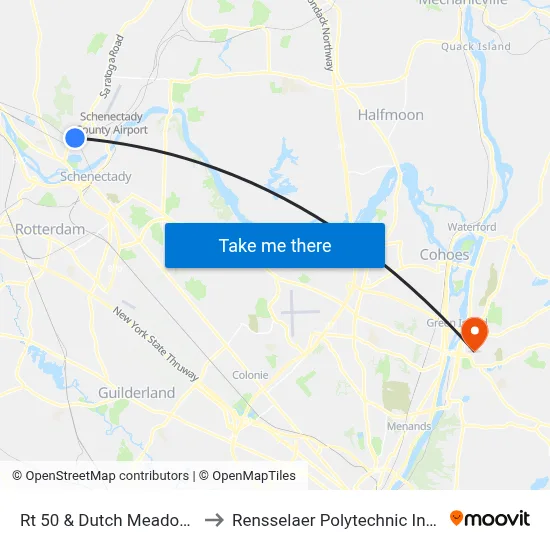 Rt 50 & Dutch Meadows Ln to Rensselaer Polytechnic Institute map