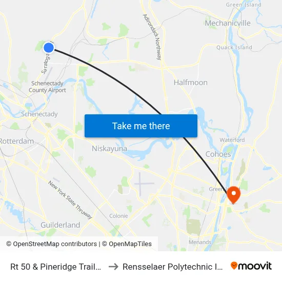Rt 50 & Pineridge Trailer Park to Rensselaer Polytechnic Institute map