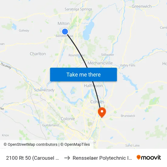 2100 Rt 50 (Carousel Village) to Rensselaer Polytechnic Institute map