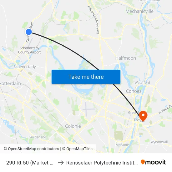 290 Rt 50 (Market 32) to Rensselaer Polytechnic Institute map