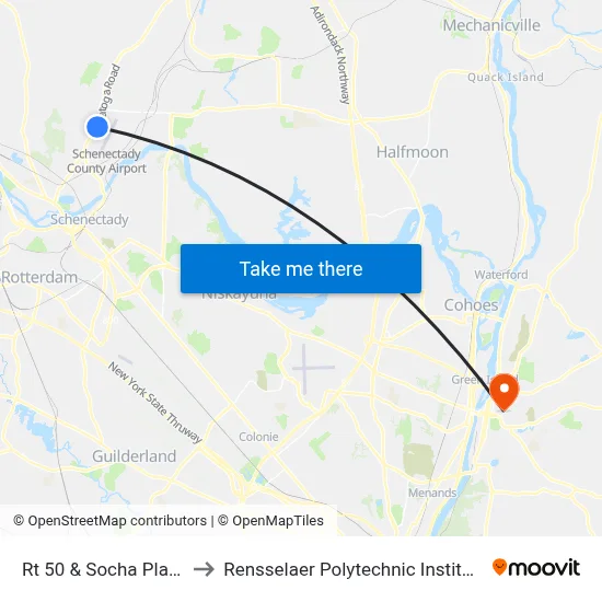 Rt 50 & Socha Plaza to Rensselaer Polytechnic Institute map