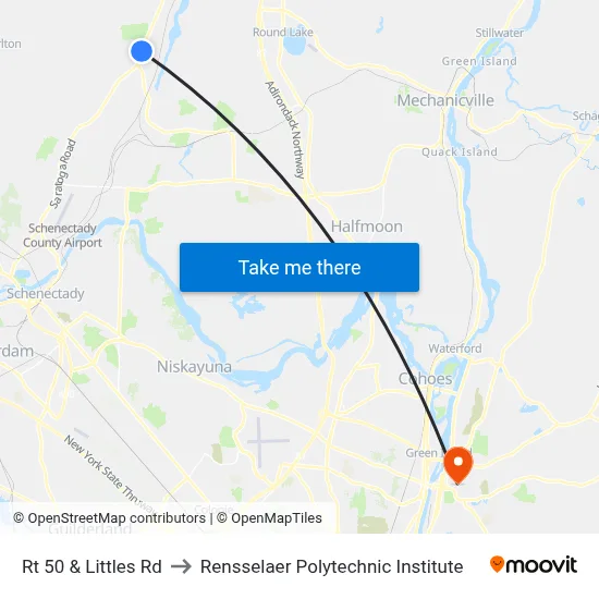 Rt 50 & Littles Rd to Rensselaer Polytechnic Institute map