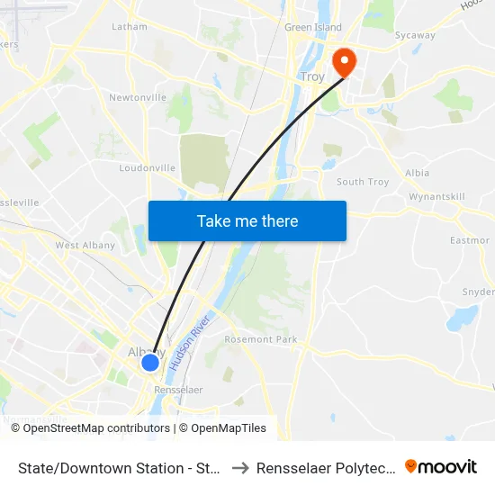 State/Downtown Station - State St & S. Pearl St to Rensselaer Polytechnic Institute map