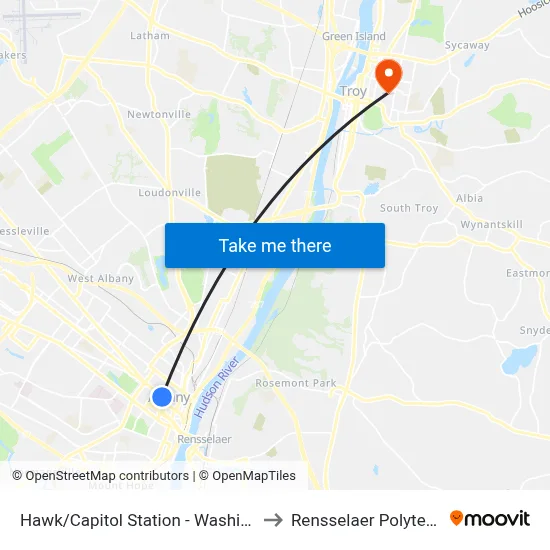 Hawk/Capitol Station - Washington Ave & Hawk St to Rensselaer Polytechnic Institute map