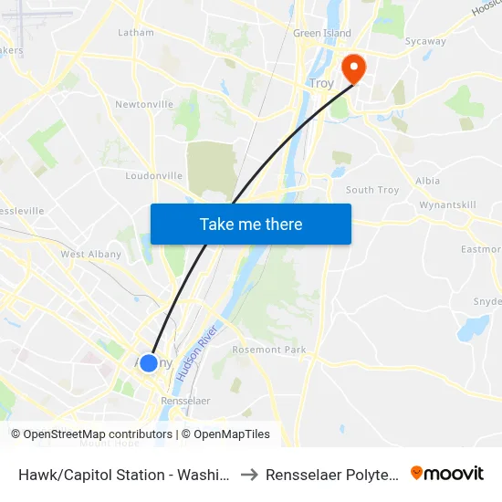 Hawk/Capitol Station - Washington Ave & Hawk St to Rensselaer Polytechnic Institute map