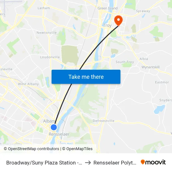 Broadway/Suny Plaza Station - Broadway & Hudson Av to Rensselaer Polytechnic Institute map