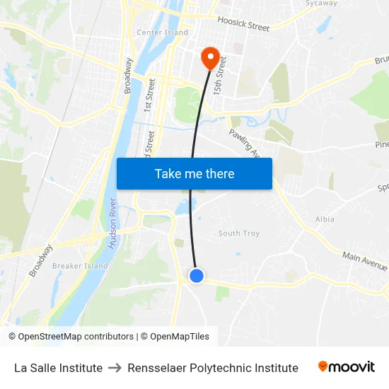 La Salle Institute to Rensselaer Polytechnic Institute map