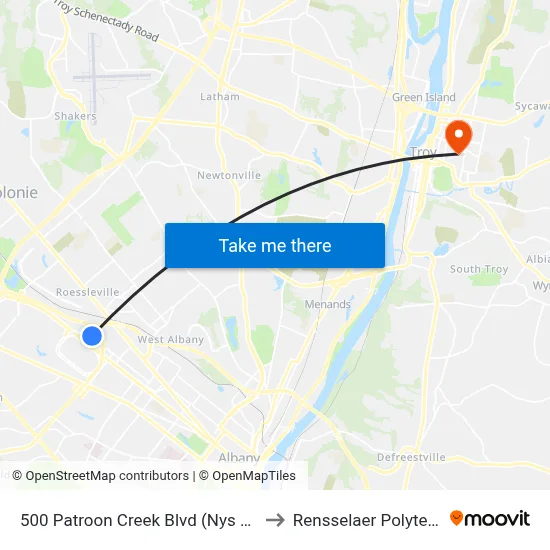500 Patroon Creek Blvd (Nys Unified Court System) to Rensselaer Polytechnic Institute map