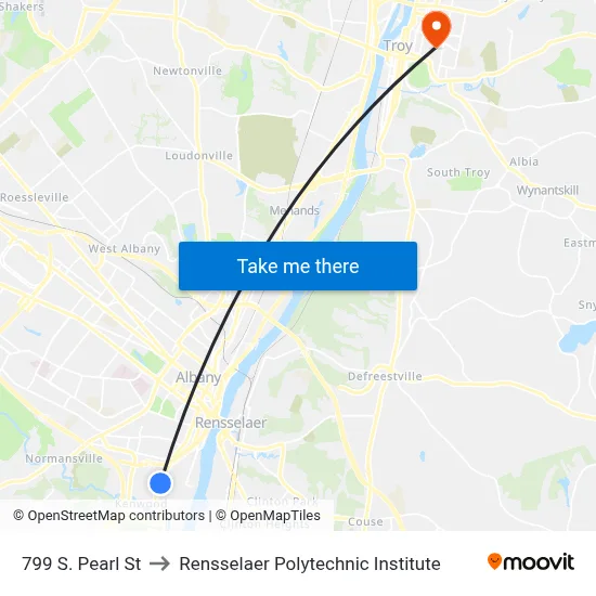 799 S. Pearl St to Rensselaer Polytechnic Institute map