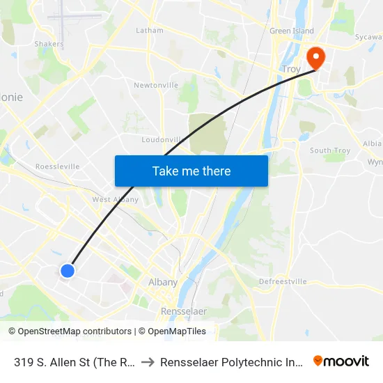 319 S. Allen St (The Raise) to Rensselaer Polytechnic Institute map