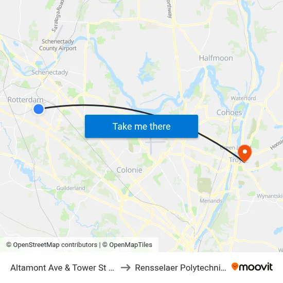 Altamont Ave & Tower St (Market 32) to Rensselaer Polytechnic Institute map
