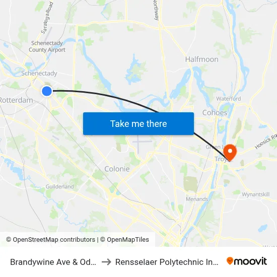 Brandywine Ave & Odell St to Rensselaer Polytechnic Institute map